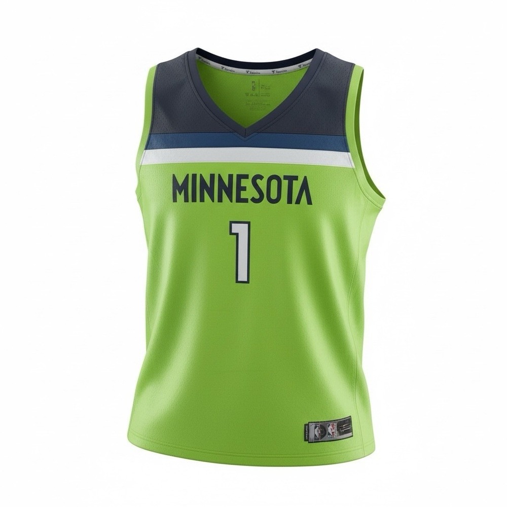 Anthony Edwards Minnesota Timberwolves Jersey Men's 2XL Neon Green #1 Fanatics